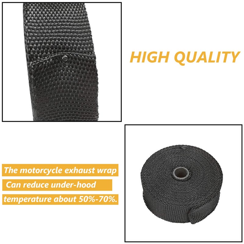 Superfastracing 2 Roll 2" x 50' Exhaust Heat Wrap Roll Fiberglass for Motorcycle Manifold Header Pipe Heat Wrap Tape Black (will lose color) - Image 5